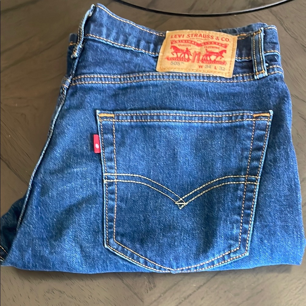 Levi's 505 Dark Blue Straight Jeans Classic Style